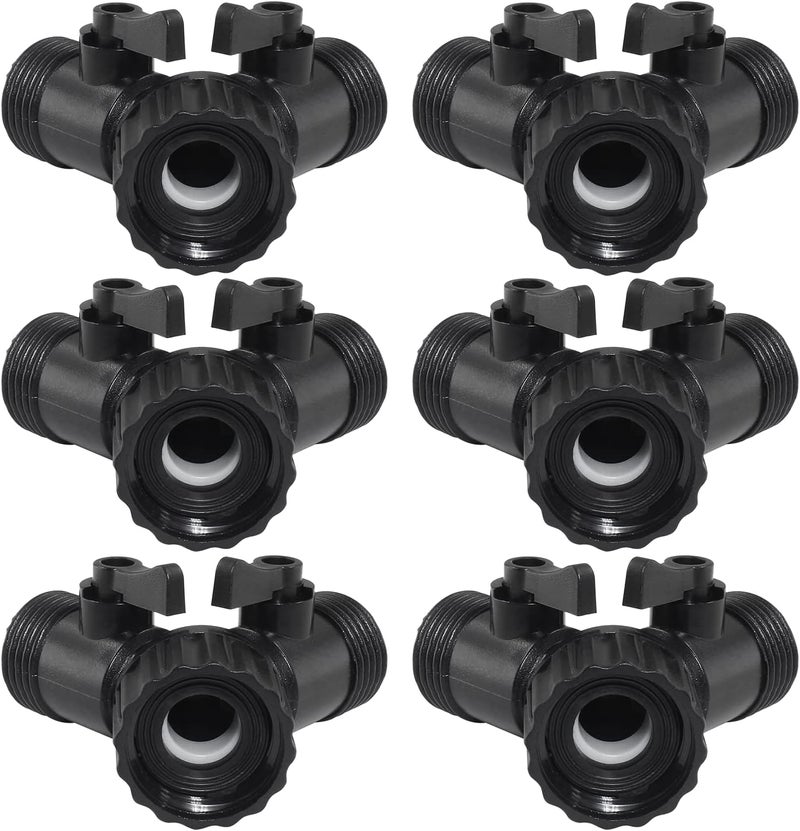Rierdge 6 Pcs 2 Way Hose Adapter Y Valve Garden Hose Connector Non Rust Spigot Faucet Adapter, 3/4 Garden Hose Y Connectors Plastic Hose Splitter with Faucet Watering Shut Off Valves (Black) - Image 5